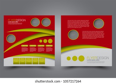 Square flyer design. A cover for brochure.  Website or advertisement banner template. Vector illustration. Red and green color.