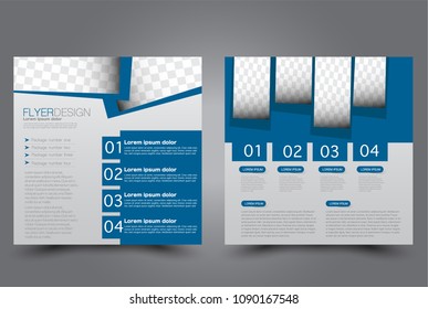 Square flyer design. A cover for brochure.  Website or advertisement banner template. Vector illustration. Blue color.