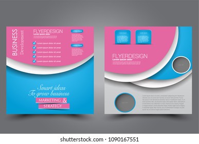 Square flyer design. A cover for brochure.  Website or advertisement banner template. Vector illustration. Pink and blue color.