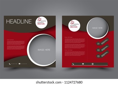 Square flyer design. A cover for brochure.  Website or advertisement banner template. Vector illustration.Red aтв brown color.