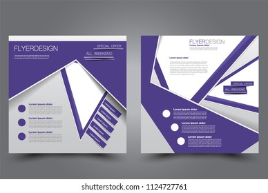 Square flyer design. A cover for brochure.  Website or advertisement banner template. Vector illustration. Brown and blue color.