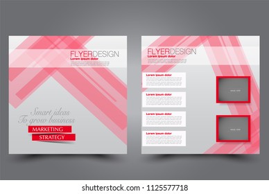 Square flyer design. A cover for brochure.  Website or advertisement banner template. Vector illustration. Red color.