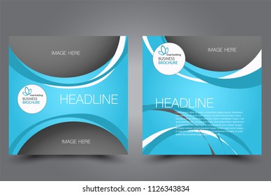 Square flyer design. A cover for brochure.  Website or advertisement banner template. Vector illustration. Blue color.