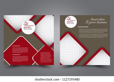 Square flyer design. A cover for brochure.  Website or advertisement banner template. Vector illustration. Brown and red color.