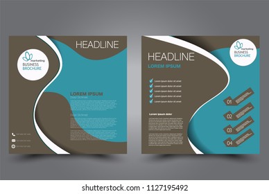 Square flyer design. A cover for brochure.  Website or advertisement banner template. Vector illustration. Brown and blue color.