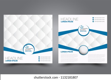 Square flyer design. A cover for brochure.  Website or advertisement banner template. Vector illustration. Blue color.