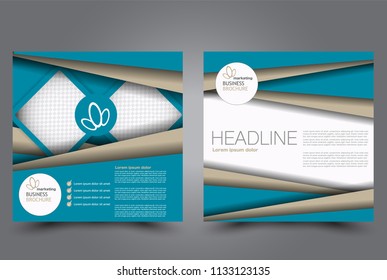 Square flyer design. A cover for brochure.  Website or advertisement banner template. Vector illustration. Blue color.
