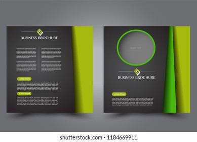 Square flyer design. A cover for brochure.  Website or advertisement banner template. Vector illustration. Black and green color.