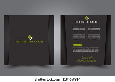 Square flyer design. A cover for brochure.  Website or advertisement banner template. Vector illustration. Black and green color.