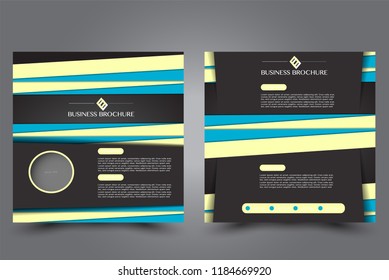 Square flyer design. A cover for brochure.  Website or advertisement banner template. Vector illustration. Black, yellow, and blue color.