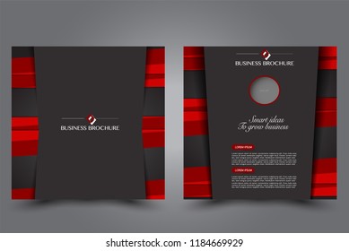 Square flyer design. A cover for brochure.  Website or advertisement banner template. Vector illustration. Black and red color.