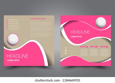 Square flyer design. A cover for brochure.  Website or advertisement banner template. Vector illustration. Pink color.