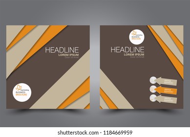 Square flyer design. A cover for brochure.  Website or advertisement banner template. Vector illustration. Orange and brown color.