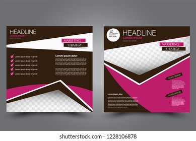 Square flyer design. A cover for brochure.  Website or advertisement banner template. Vector illustration. Pink and brown color.