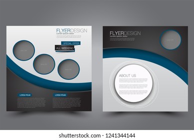 Square flyer design. A cover for brochure.  Website or advertisement banner template. Vector illustratioBlack ackand green color.