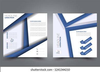 Square flyer design. A cover for brochure.  Website or advertisement banner template. Vector illustration. Blue color.