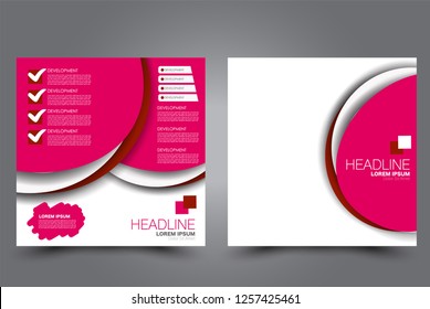 Square flyer design. A cover for brochure.  Website or advertisement banner template. Vector illustration. Pink color.