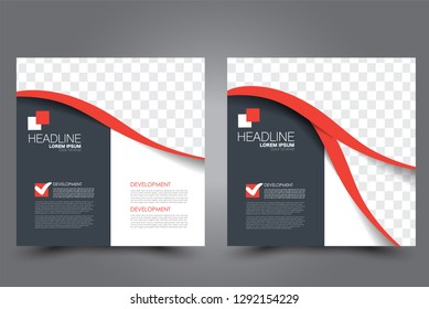 Square flyer design. A cover for brochure.  Website or advertisement banner template. Vector illustration. Orange and grey color.