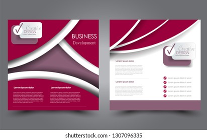 Square flyer design. A cover for brochure.  Website or advertisement banner template. Vector illustration. Pink color.