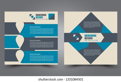 Square flyer design. A cover for brochure.  Website or advertisement banner template. Vector illustration. Blue color.
