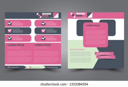 Square flyer design. A cover for brochure.  Website or advertisement banner template. Vector illustration. Pink and grey color.