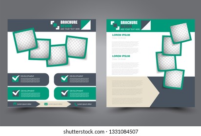 Square flyer design. A cover for brochure.  Website or advertisement banner template. Vector illustration. Green color.