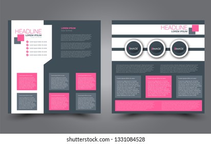 Square flyer design. A cover for brochure.  Website or advertisement banner template. Vector illustration. Pink and grey color.