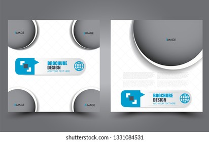 Square flyer design. A cover for brochure.  Website or advertisement banner template. Vector illustration. Blue color.