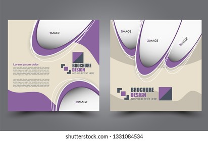 Square flyer design. A cover for brochure.  Website or advertisement banner template. Vector illustration. Purple color.