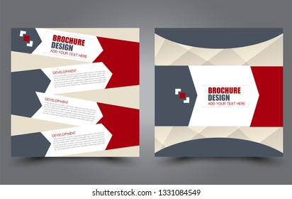 Square flyer design. A cover for brochure.  Website or advertisement banner template. Vector illustration. Red color.