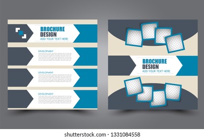 Square flyer design. A cover for brochure.  Website or advertisement banner template. Vector illustration. Blue color.