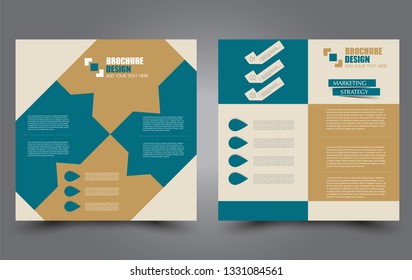 Square flyer design. A cover for brochure.  Website or advertisement banner template. Vector illustration. Yellow and blue color.