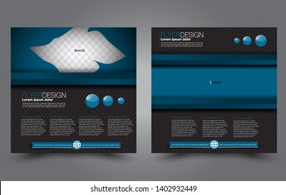 Square flyer design. A cover for brochure.  Website or advertisement banner template. Vector illustration. Black and blue color.