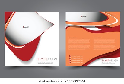 Square flyer design. A cover for brochure.  Website or advertisement banner template. Vector illustration. Orange and red color.