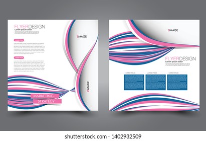 Square flyer design. A cover for brochure.  Website or advertisement banner template. Vector illustration. Pink and blue color.