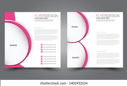 Square flyer design. A cover for brochure.  Website or advertisement banner template. Vector illustration. Pink color.