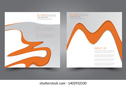Square flyer design. A cover for brochure.  Website or advertisement banner template. Vector illustration. Orange color.