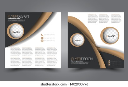 Square flyer design. A cover for brochure.  Website or advertisement banner template. Vector illustration. Black and brown color.
