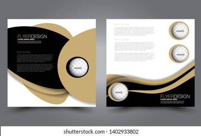 Square flyer design. A cover for brochure.  Website or advertisement banner template. Vector illustration. Black and brown color.