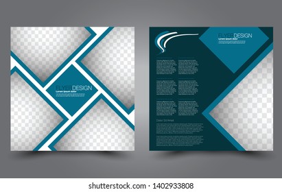 Square flyer design. A cover for brochure.  Website or advertisement banner template. Vector illustration. Blue color.