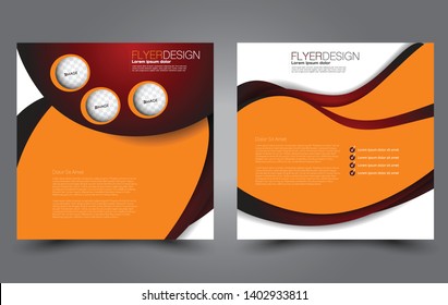 Square flyer design. A cover for brochure.  Website or advertisement banner template. Vector illustration. Orange and red color.