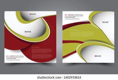 Square flyer design. A cover for brochure.  Website or advertisement banner template. Vector illustration. Red and green color.