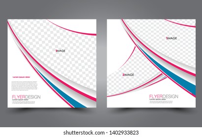 Square flyer design. A cover for brochure.  Website or advertisement banner template. Vector illustration. Pink and blue color.