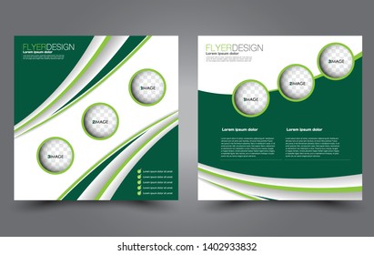 Square flyer design. A cover for brochure.  Website or advertisement banner template. Vector illustration. Green color.