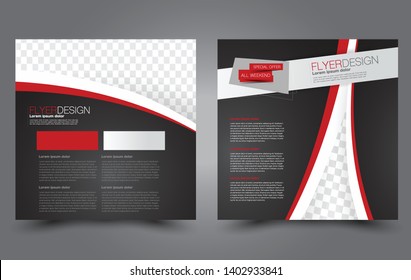 Square flyer design. A cover for brochure.  Website or advertisement banner template. Vector illustration. Red and black color.