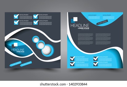 Square flyer design. A cover for brochure.  Website or advertisement banner template. Vector illustration. Black and blue color.