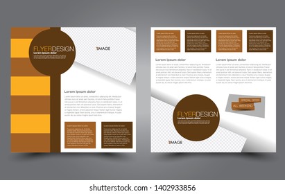 Square flyer design. A cover for brochure.  Website or advertisement banner template. Vector illustration. Orange and brown color.