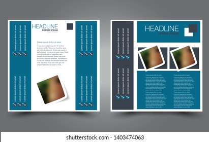 Square flyer design. A cover for brochure.  Website or advertisement banner template. Vector illustration. Blue color.