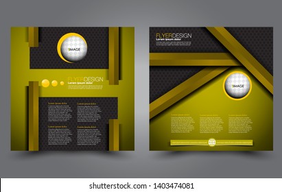 Square flyer design. A cover for brochure.  Website or advertisement banner template. Vector illustration. Black and yellow color.