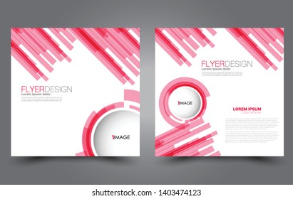 Square flyer design. A cover for brochure.  Website or advertisement banner template. Vector illustration. Pink color.